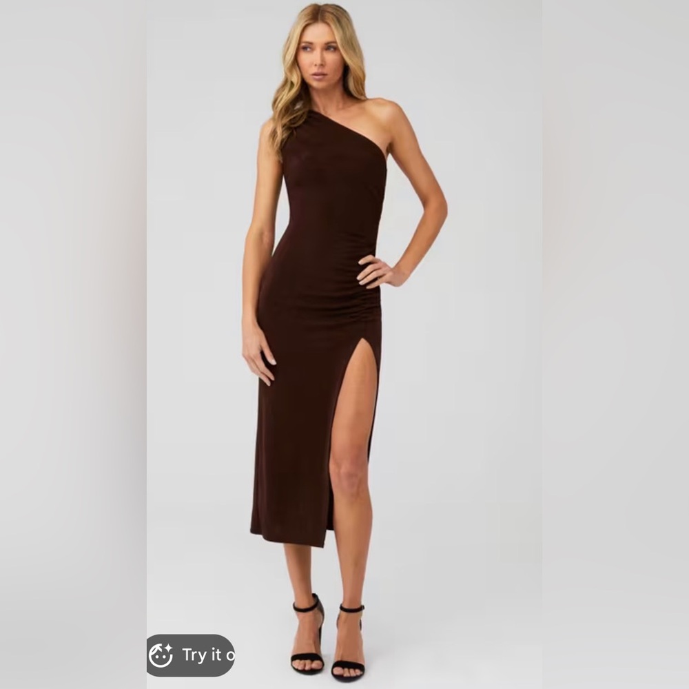 Chic One Shoulder Brown Dress